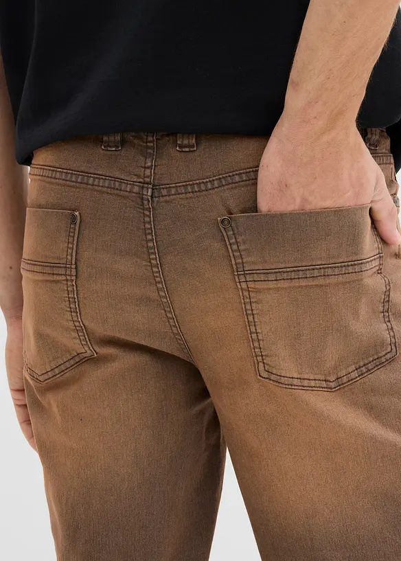 Lehké strečové džíny Classic Fit s pohodlným pasem a vintage sepráním, bonprix