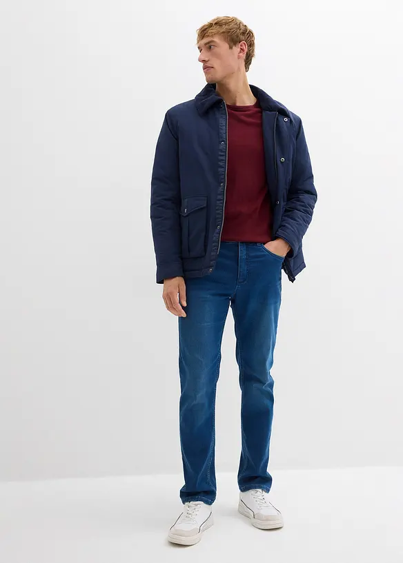 Teplákové džíny Classic Fit s pohodlným pasem, Straight, bonprix