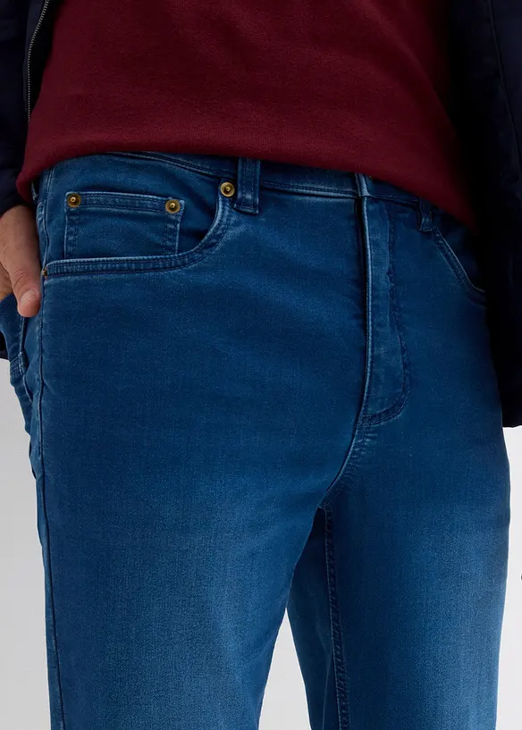 Teplákové džíny Classic Fit s pohodlným pasem, Straight, bonprix