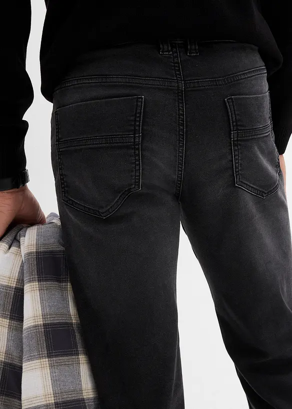 Měkké teplákové džíny Classic Fit s pohodlným pasem, Straight, bonprix