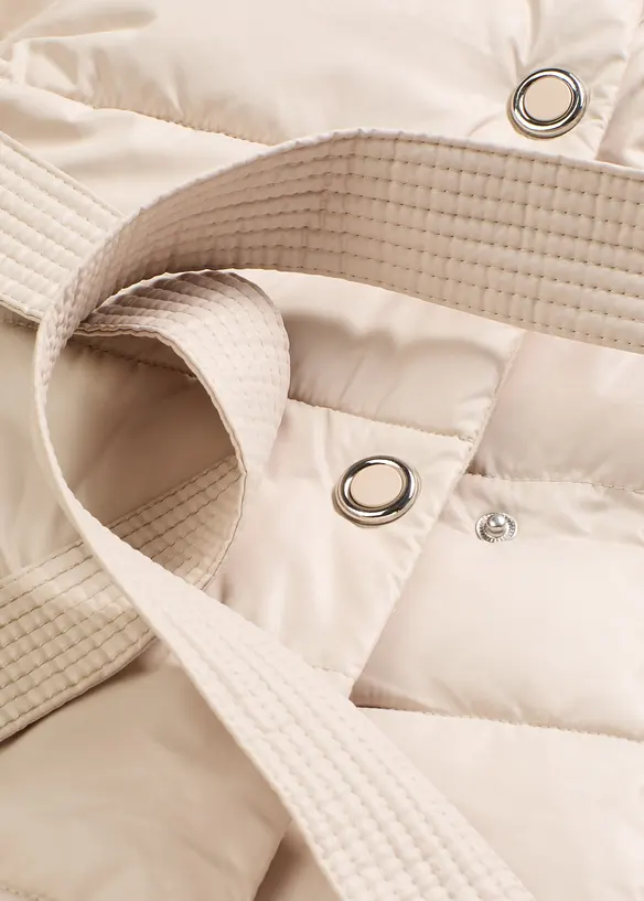 Prošívaný kabát s aplikací z imitace vlny a s vázačkou, nepromokavý (2dílná souprava), bonprix