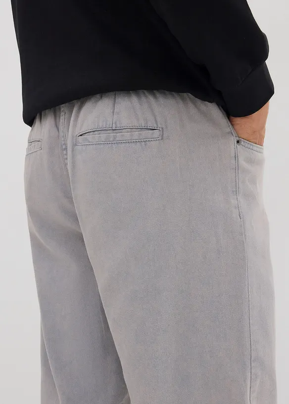 Kalhoty bez zapínání, Relaxed Fit, z čistého bavlněného kepru, Tapered, bonprix