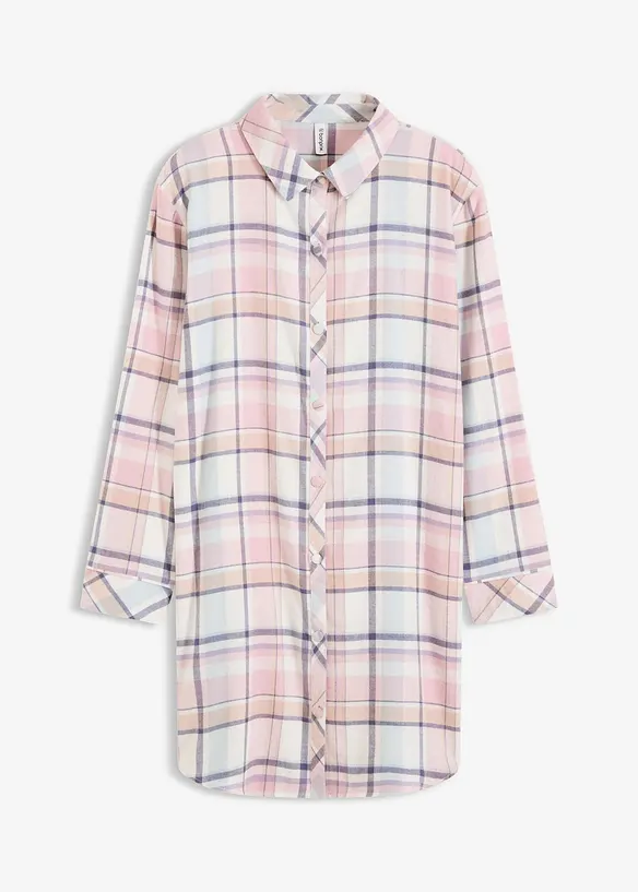 Tkaná noční košile z flanelu, s knoflíkovou lištou, bonprix