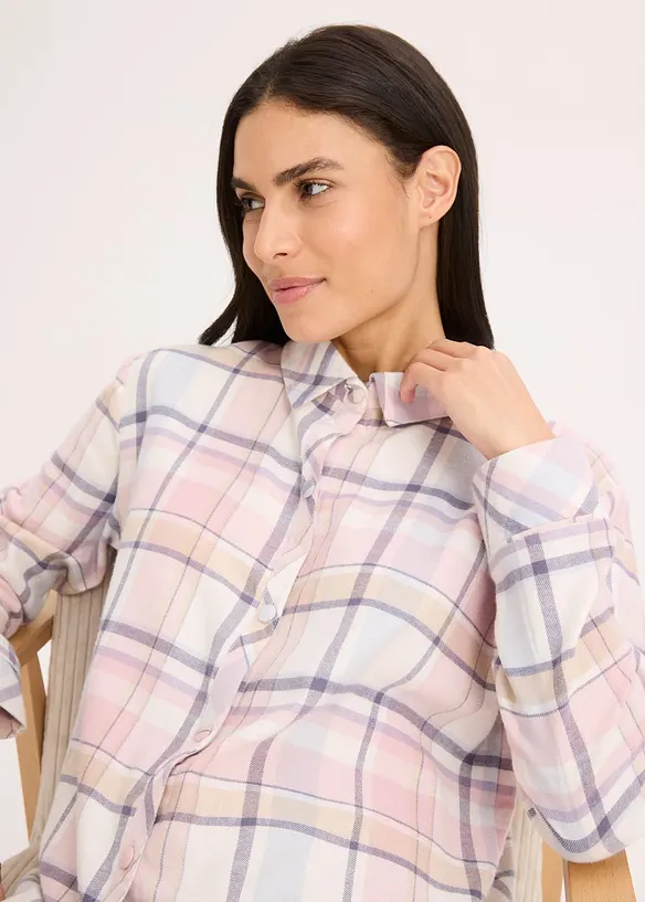 Tkaná noční košile z flanelu, s knoflíkovou lištou, bonprix