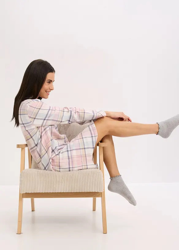 Tkaná noční košile z flanelu, s knoflíkovou lištou, bonprix