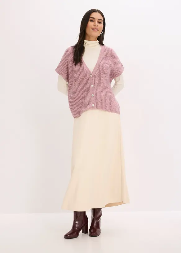 Pletená vesta s ozdobnými knoflíky a podílem vlny, bonprix