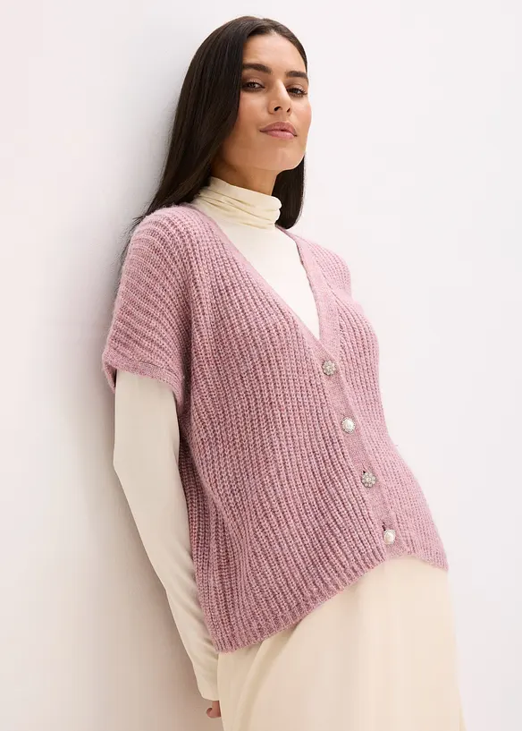 Pletená vesta s ozdobnými knoflíky a podílem vlny, bonprix
