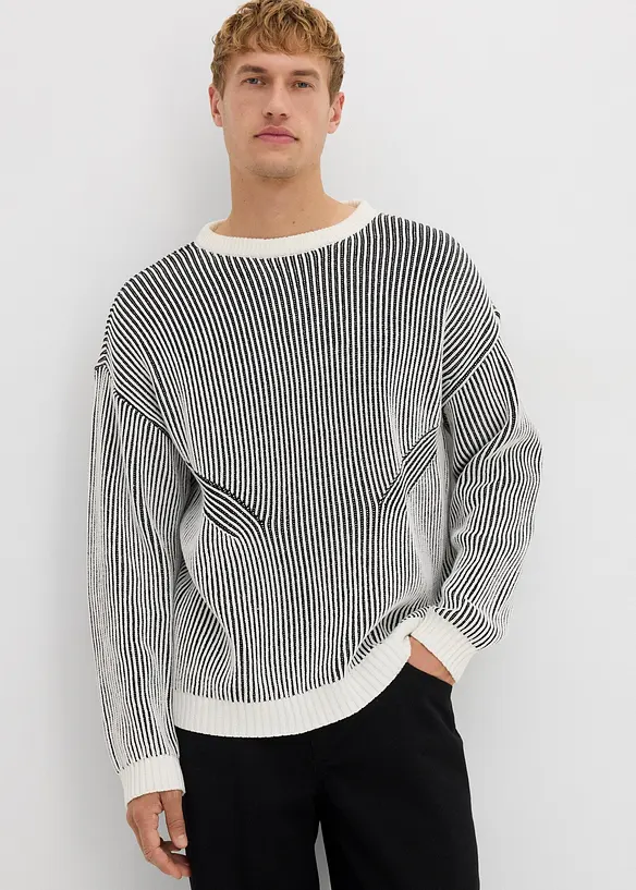 Žebrovaný svetr z bavlněné směsi, Loose Fit, bonprix