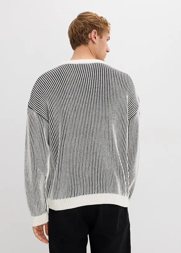 Žebrovaný svetr z bavlněné směsi, Loose Fit, bonprix