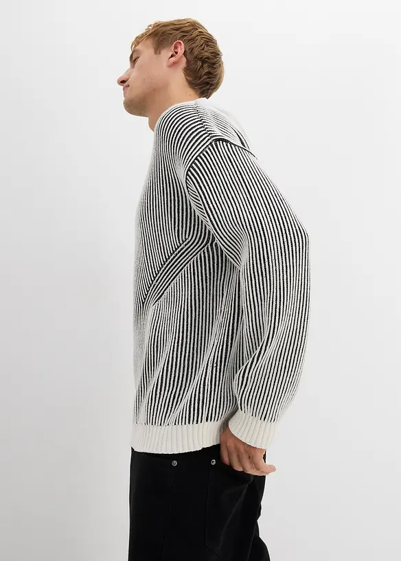 Žebrovaný svetr z bavlněné směsi, Loose Fit, bonprix