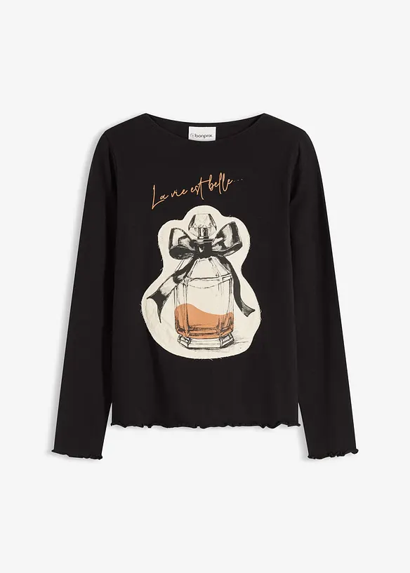 Tričko s dlouhým rukávem, z bavlněného streče, bonprix