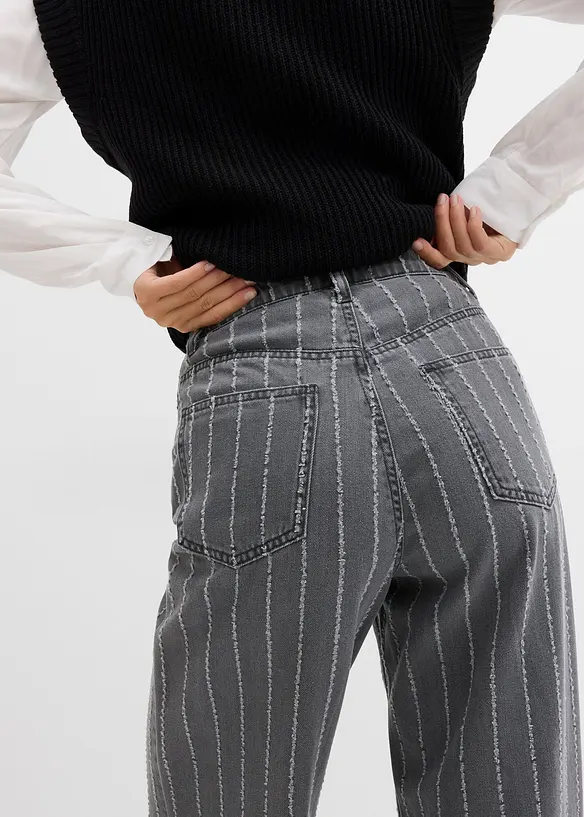 Džíny Wide Leg, High Waist, s poničenými efekty, bonprix