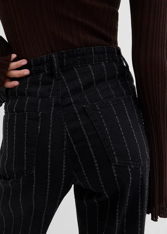 Dž&iacute;ny Wide Leg, High Waist, s poničen&yacute;mi efekty, bonprix