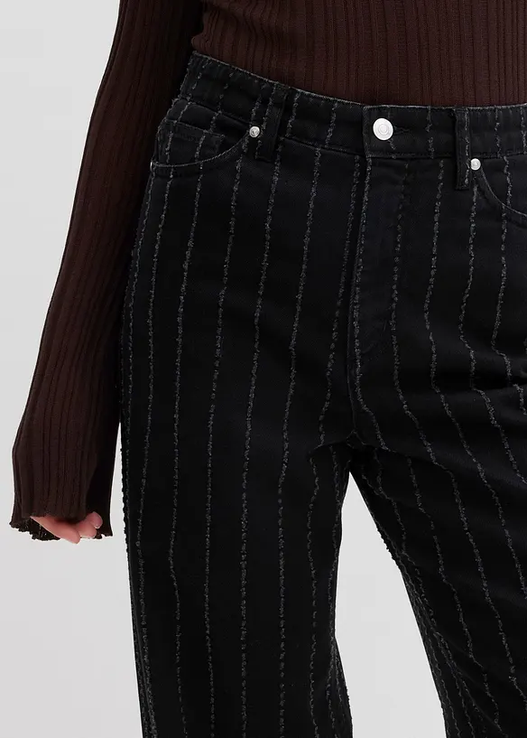 Dž&iacute;ny Wide Leg, High Waist, s poničen&yacute;mi efekty, bonprix