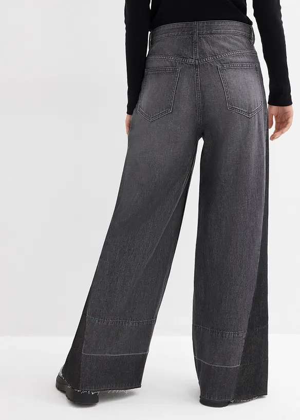 Džíny Wide Leg, High waist, se vsadkou, bonprix
