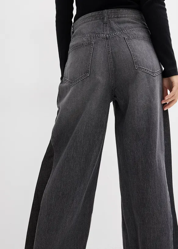 Džíny Wide Leg, High waist, se vsadkou, bonprix