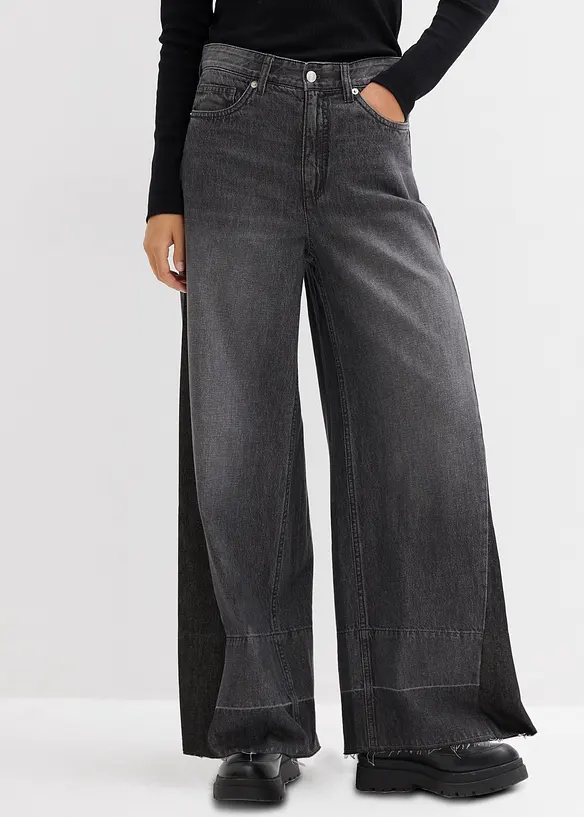 Džíny Wide Leg, High waist, se vsadkou, bonprix
