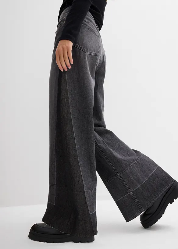 Džíny Wide Leg, High waist, se vsadkou, bonprix