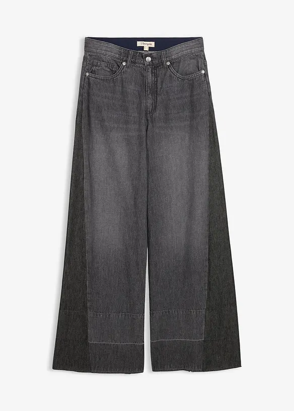 Džíny Wide Leg, High waist, se vsadkou, bonprix
