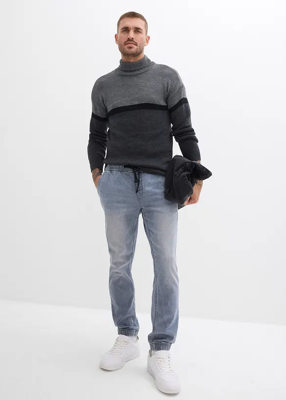 Strečové džíny bez zapínání Regular Fit, Tapered, bonprix