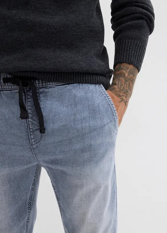 Strečové džíny bez zapínání Regular Fit, Tapered, bonprix