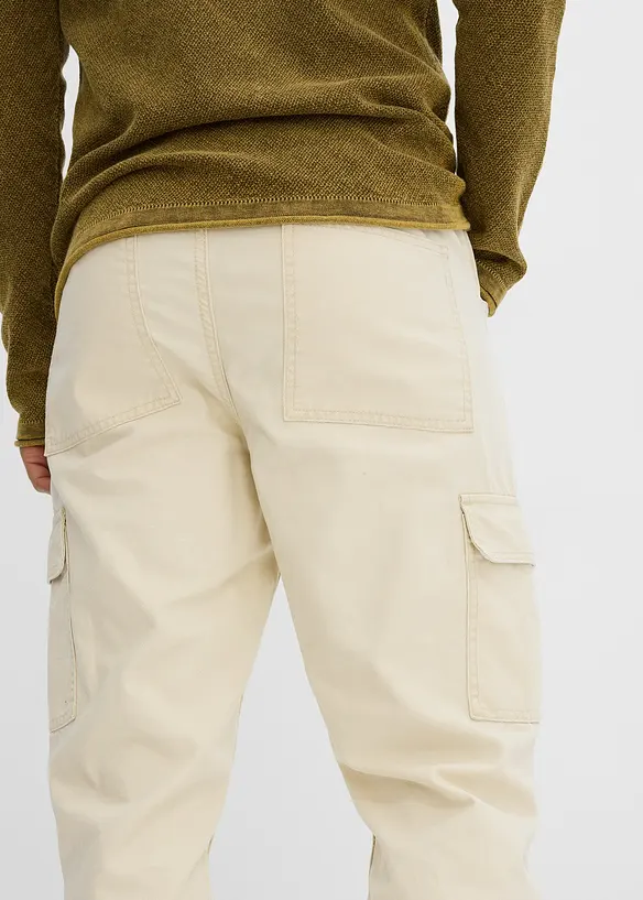 Cargo kalhoty Relaxed Fit z bavlněného plátna, Straight, bonprix
