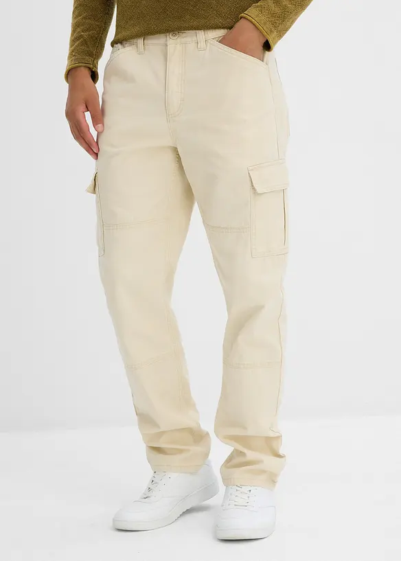 Cargo kalhoty Relaxed Fit z bavlněného plátna, Straight, bonprix