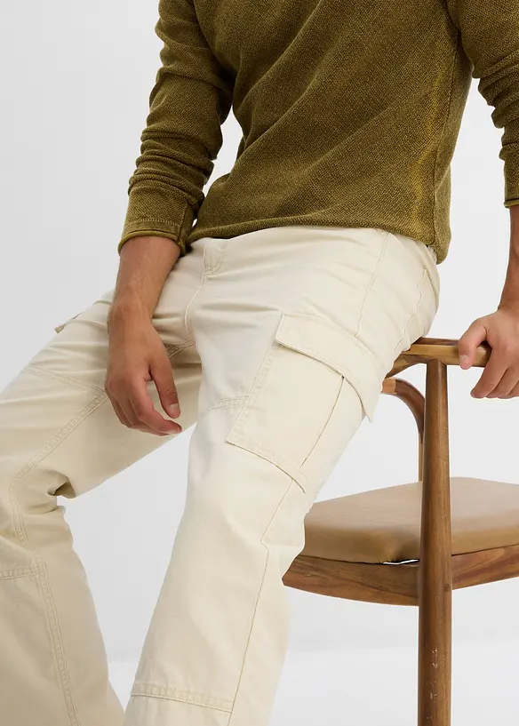 Cargo kalhoty Relaxed Fit z bavlněného plátna, Straight, bonprix