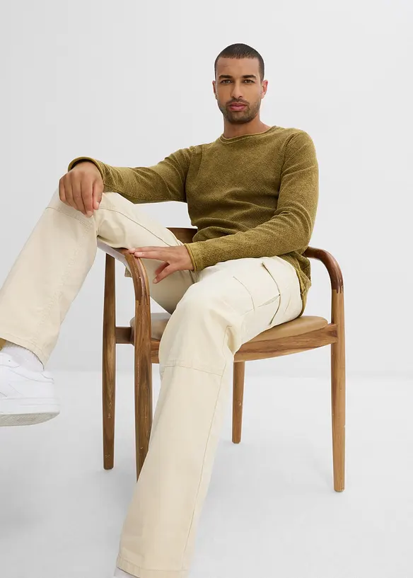 Cargo kalhoty Relaxed Fit z bavlněného plátna, Straight, bonprix