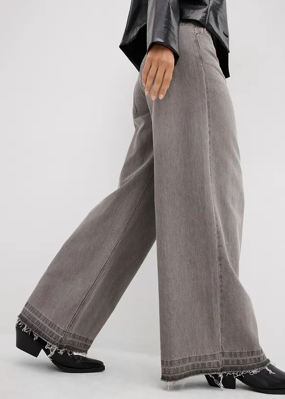 Džíny Wide Leg, Mid Waist, pohodlný pas, bonprix