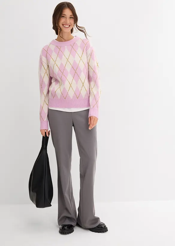 Svetr z jemné pleteniny s kostkovaným vzorem, bonprix