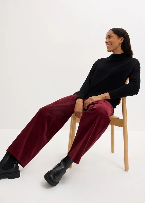Manšestrové kalhoty s pohodlným pasem, High Waist, bonprix