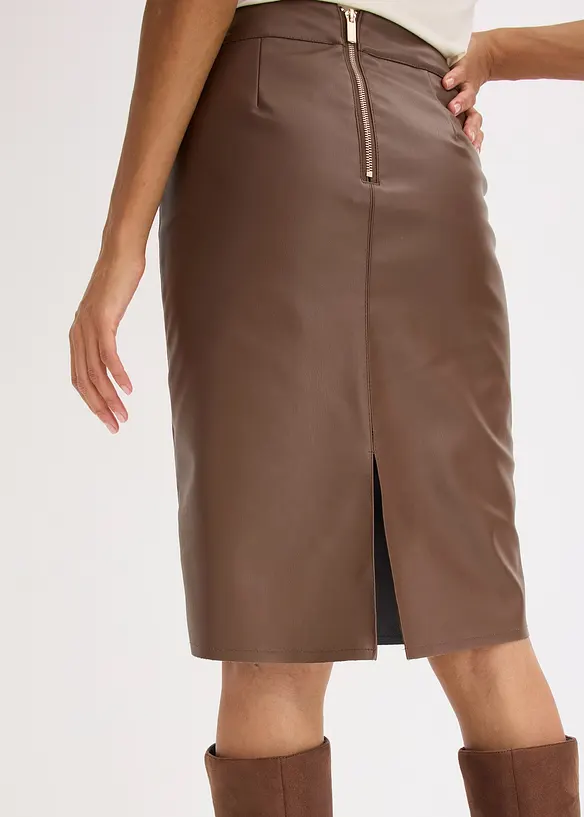Trendová pouzdrová sukně z umělé kůže, bonprix
