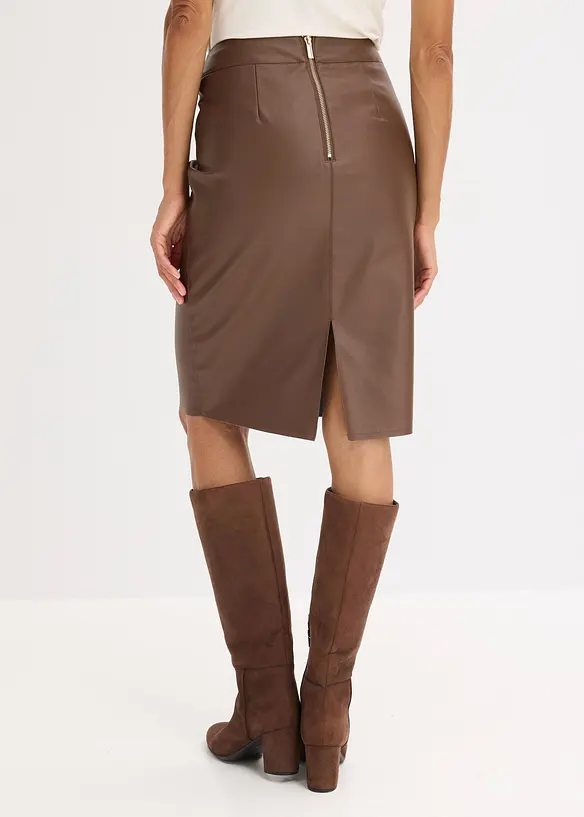 Trendová pouzdrová sukně z umělé kůže, bonprix