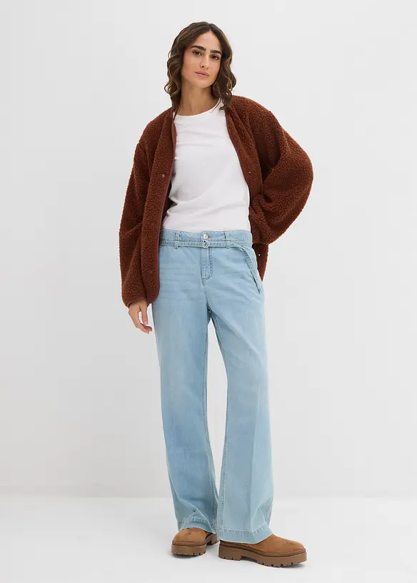 Džíny Wide Leg, Mid Waist, s páskem, bonprix
