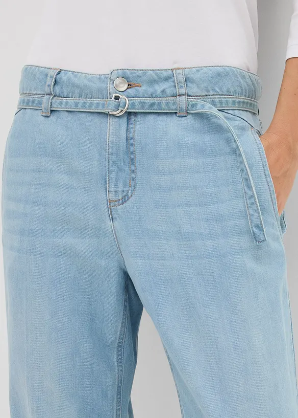 Džíny Wide Leg, Mid Waist, s páskem, bonprix