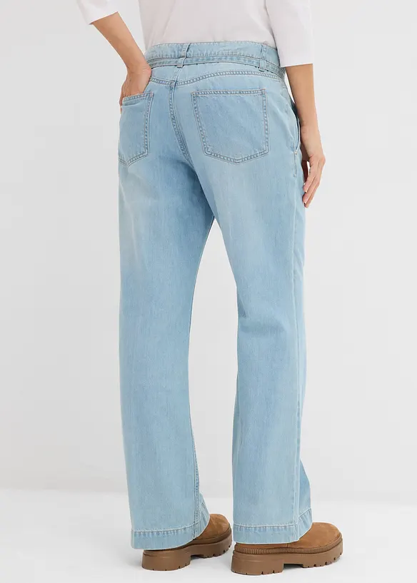 Džíny Wide Leg, Mid Waist, s páskem, bonprix
