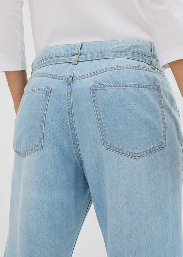 Džíny Wide Leg, Mid Waist, s páskem, bonprix