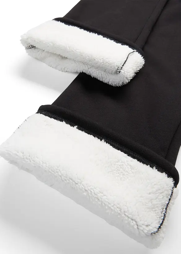 Joggingové kalhoty s podšívkou z medvídkového flísu, široký střih, bonprix