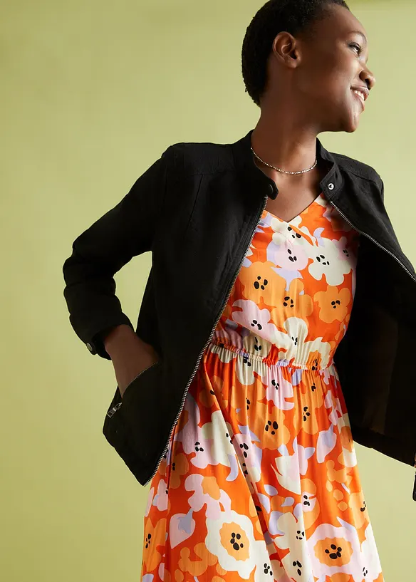 Bunda z bavlněn&eacute;ho kepru, se strečov&yacute;mi vsadkami po stran&aacute;ch, bonprix