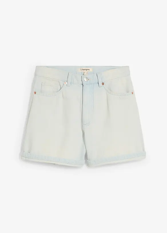Džínové šortky High Waist, nízký podíl streče, bonprix