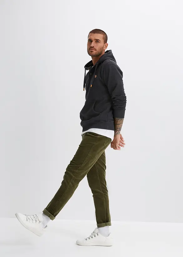 Mikina s kapucí, s měkce počesanou vnitřní stranou a s detaily z imitace kůže, bonprix