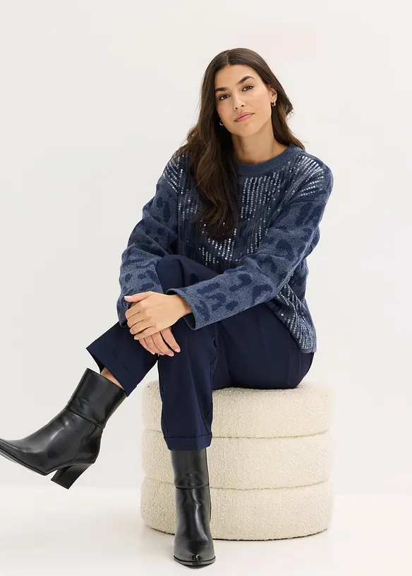 Žakárový oversize svetr s pajetkami, bonprix