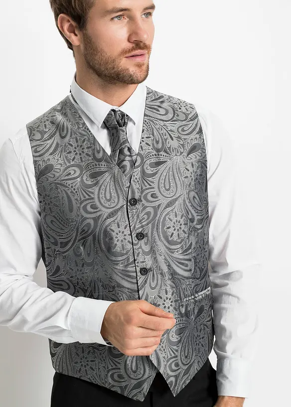 Svatební oblek s vestou a plastronem (5dílná souprava), Regular Fit, bonprix
