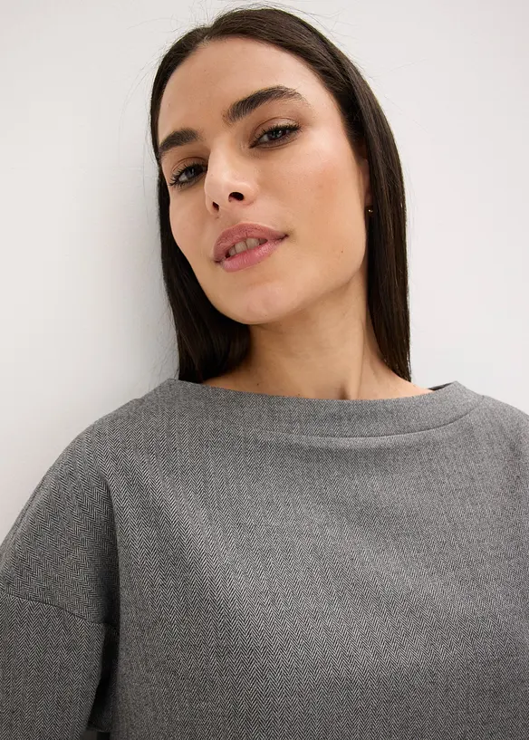 Tunika z pevného materiálu se vzorem rybí kosti, bonprix