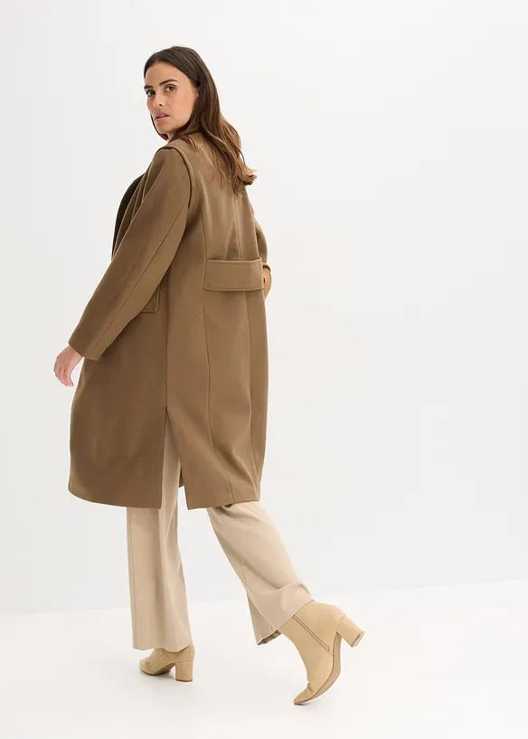 Flaušový kabát s odnímatelnými rukávy, bonprix