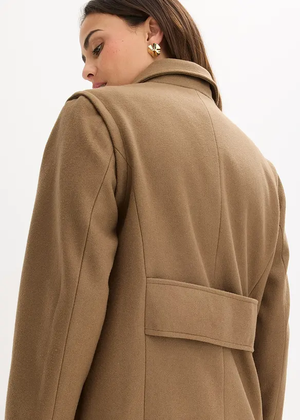 Flaušový kabát s odnímatelnými rukávy, bonprix