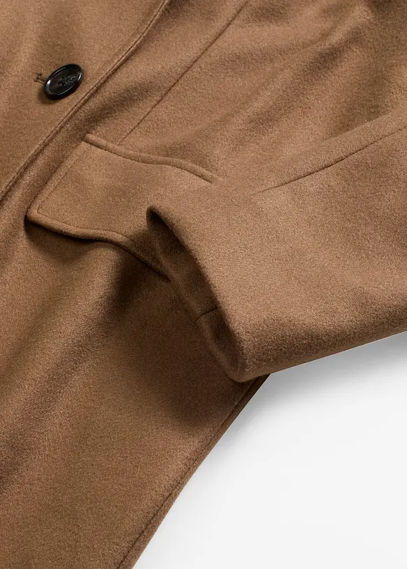 Flaušový kabát s odnímatelnými rukávy, bonprix