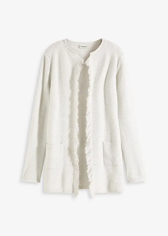 Krátký pletený kabát s pajetkami a lesklou přízí, bonprix