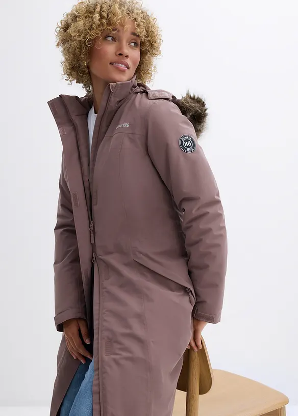 Nepromokavý outdoorový kabát s umělou kožešinou, bonprix